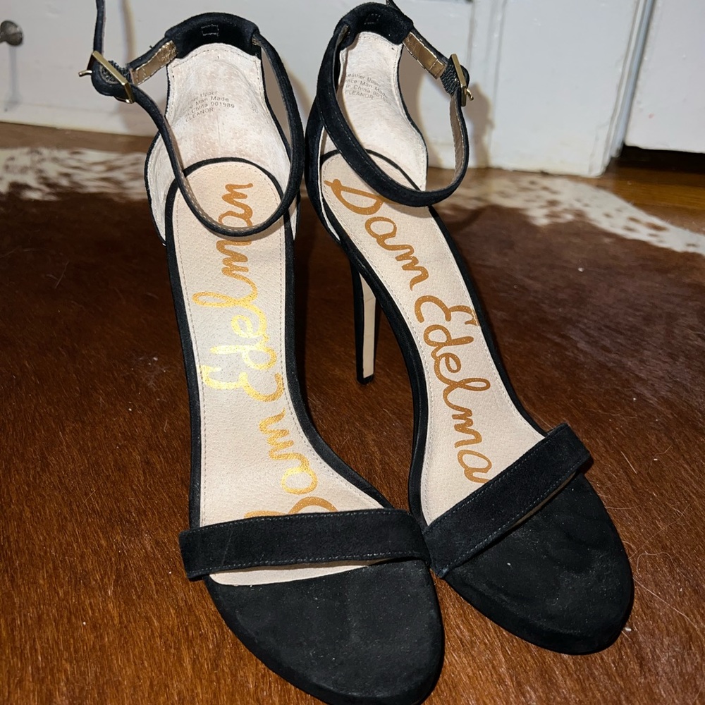 Sam Edelman Ariella Black Suede Strappy Heel - Size 9